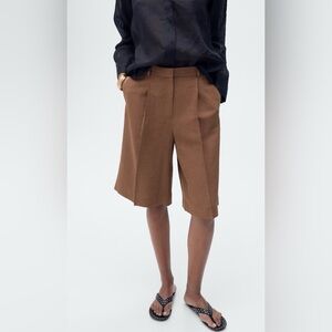 NWT MANGO
Women's Linen-Blend Suit Bermuda Shorts